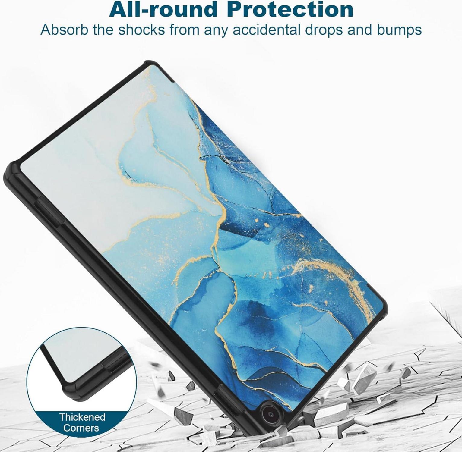 HoyiXi Fire HD 10 & HD 10 Plus 13. Gen. 2023 Slim Lederhülle - Blau Marmor
