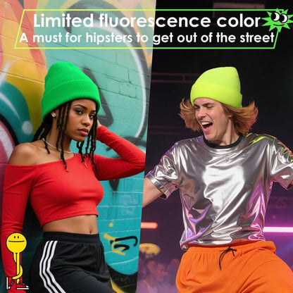 Strickmütze Unisex Einheitsgröße fluoreszierendes Grün