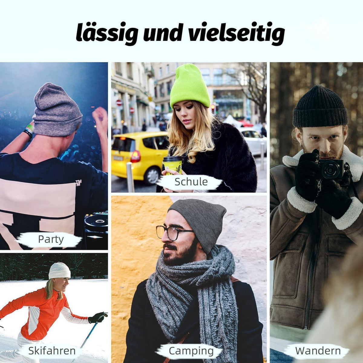 Strickmütze Unisex Einheitsgröße fluoreszierendes Grün