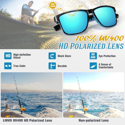 Polarisierte Sonnenbrille UV400 Schutz Fahren Angeln Blau Linse