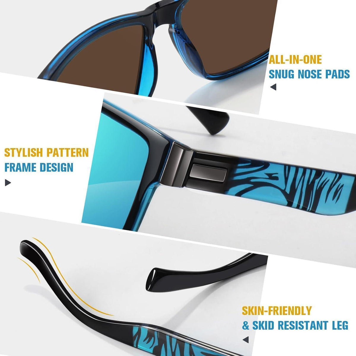 Polarisierte Sonnenbrille UV400 Schutz Fahren Angeln Blau Linse