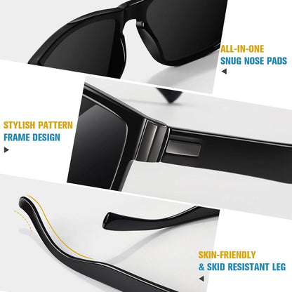 Polarisierte Sonnenbrille UV400 Schutz für Damen und Herren, glänzend schwarz