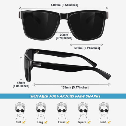 Polarisierte Sonnenbrille UV400 Schutz für Damen und Herren, glänzend schwarz