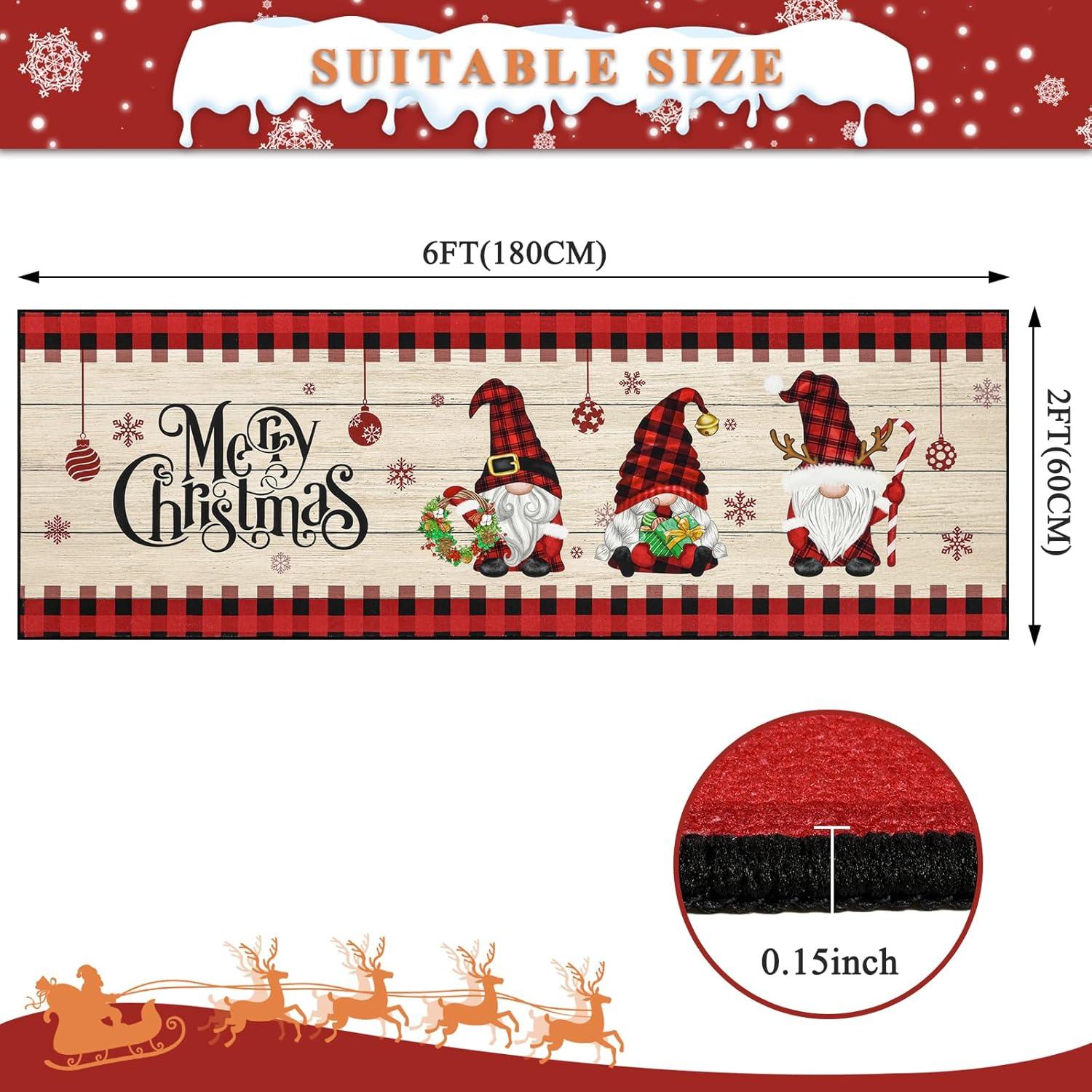Weihnachts Läufer 60x180cm Waschbar Rutschfest für Flur Eingangsbereich