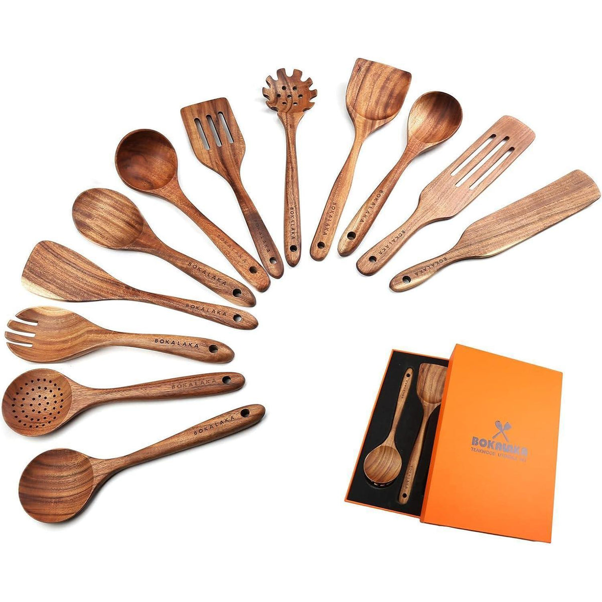 Holzlöffel Set 12-teilig – Teakholz Küchenutensilien