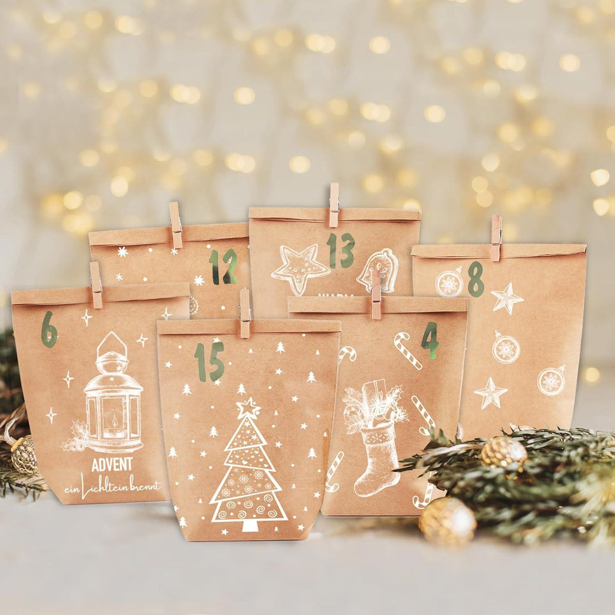Adventskalender zum Befüllen 24 Weihnachtsmotiv