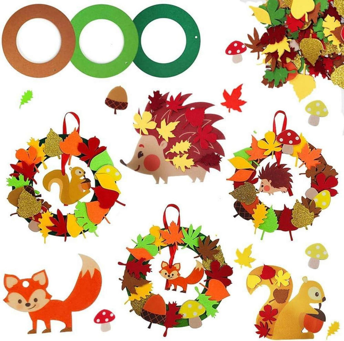 Herbst Bastelset für Kinder: Filzkranz DIY-Set 236-teilig