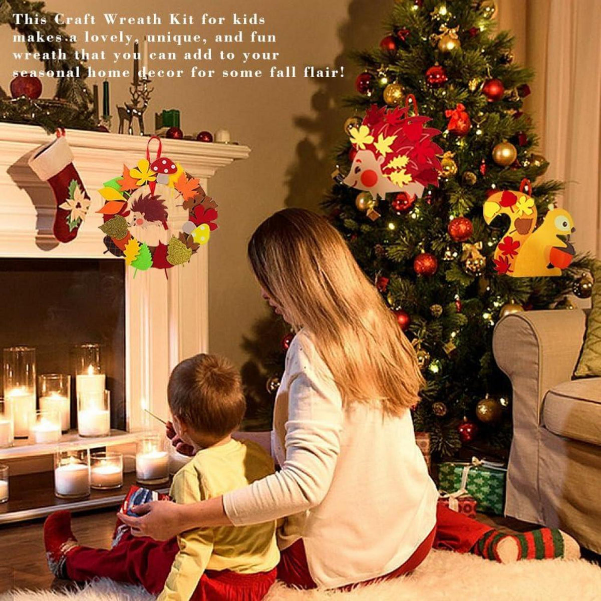 Herbst Bastelset Kinder DIY Filz Ornamente 236pcs Deko Weihnachtskränze