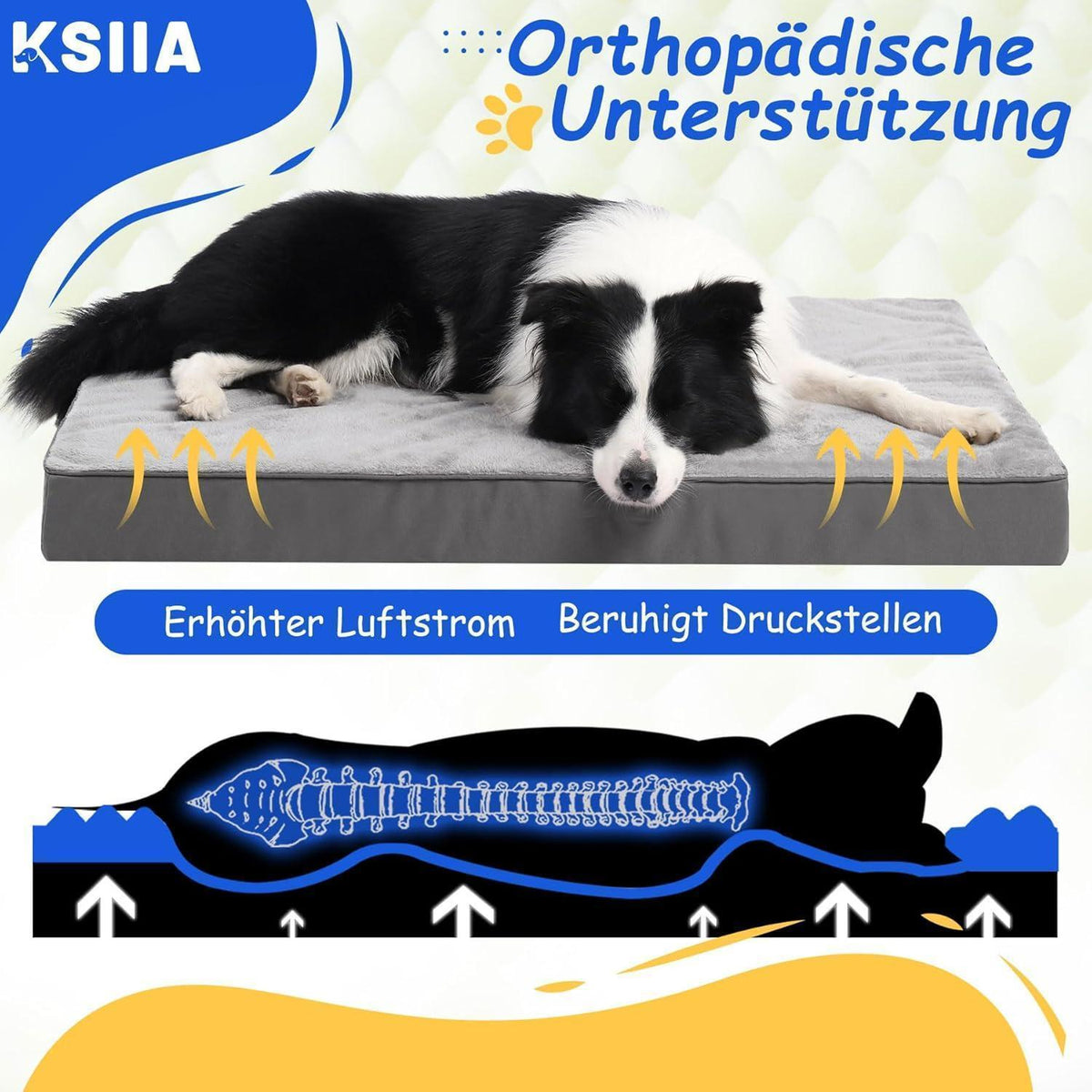 Orthopädisches Hundebett Dunkelgrau 60x45cm Waschbar & Abnehmbar