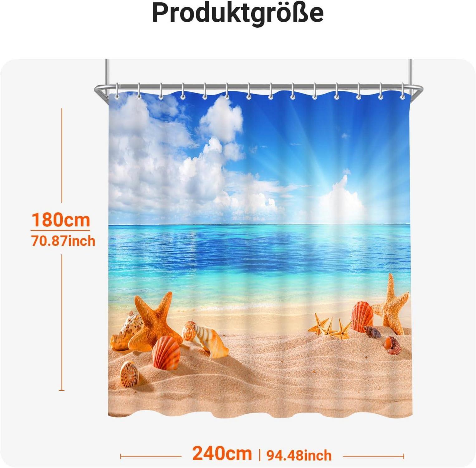 Duschvorhang 240x180cm Sea Blue, Antischimmel