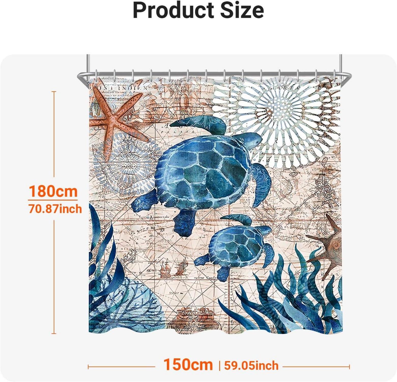 Lerores Duschvorhang 150x180cm Meeresschildkröte Antischimmel Polyester