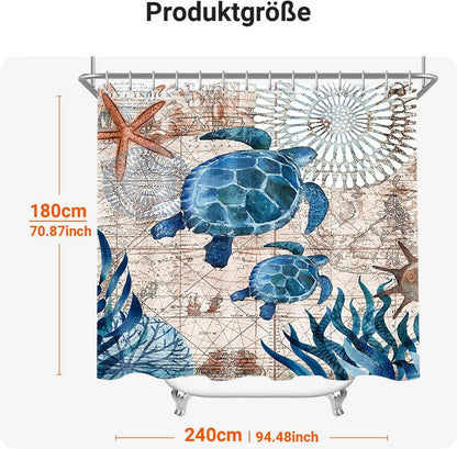 Duschvorhang 240x180cm Meeresschildkröte Antischimmel wasserabweisend
