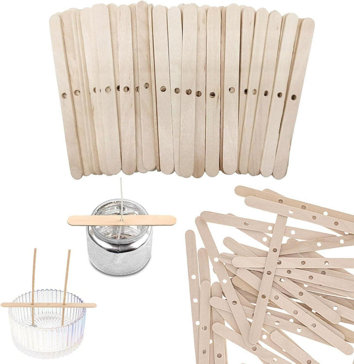 Kerzendocht Halter 120 Stück 3 Löcher Holz Kerzen DIY Zubehör