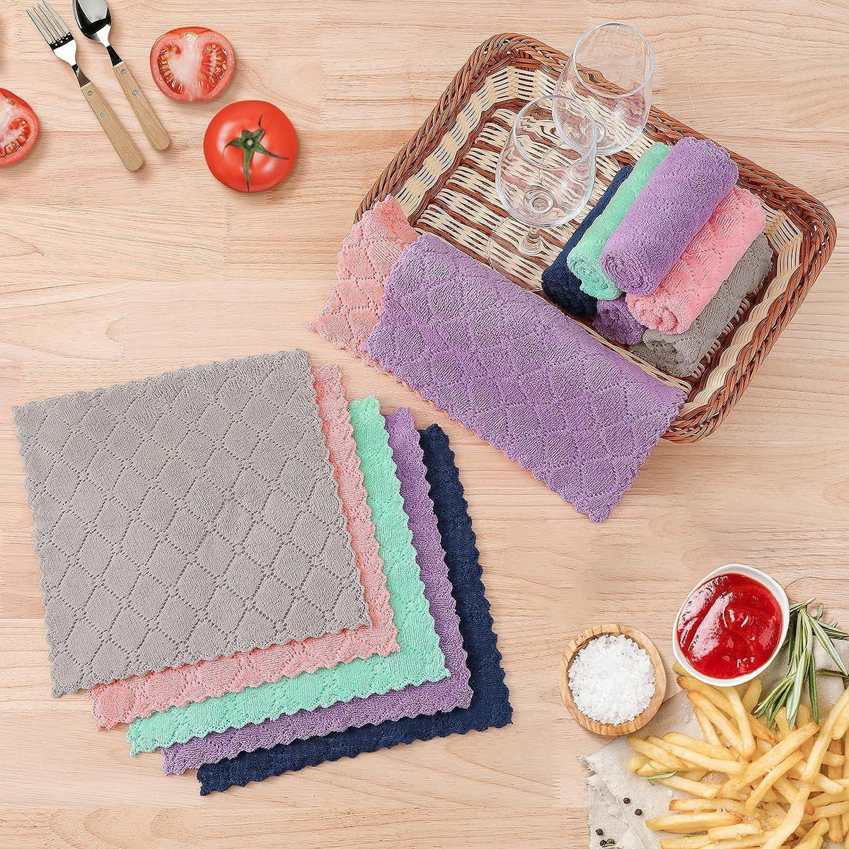 12er-Packung Mikrofasertücher 25x25 cm Grün waschbar fusselfrei