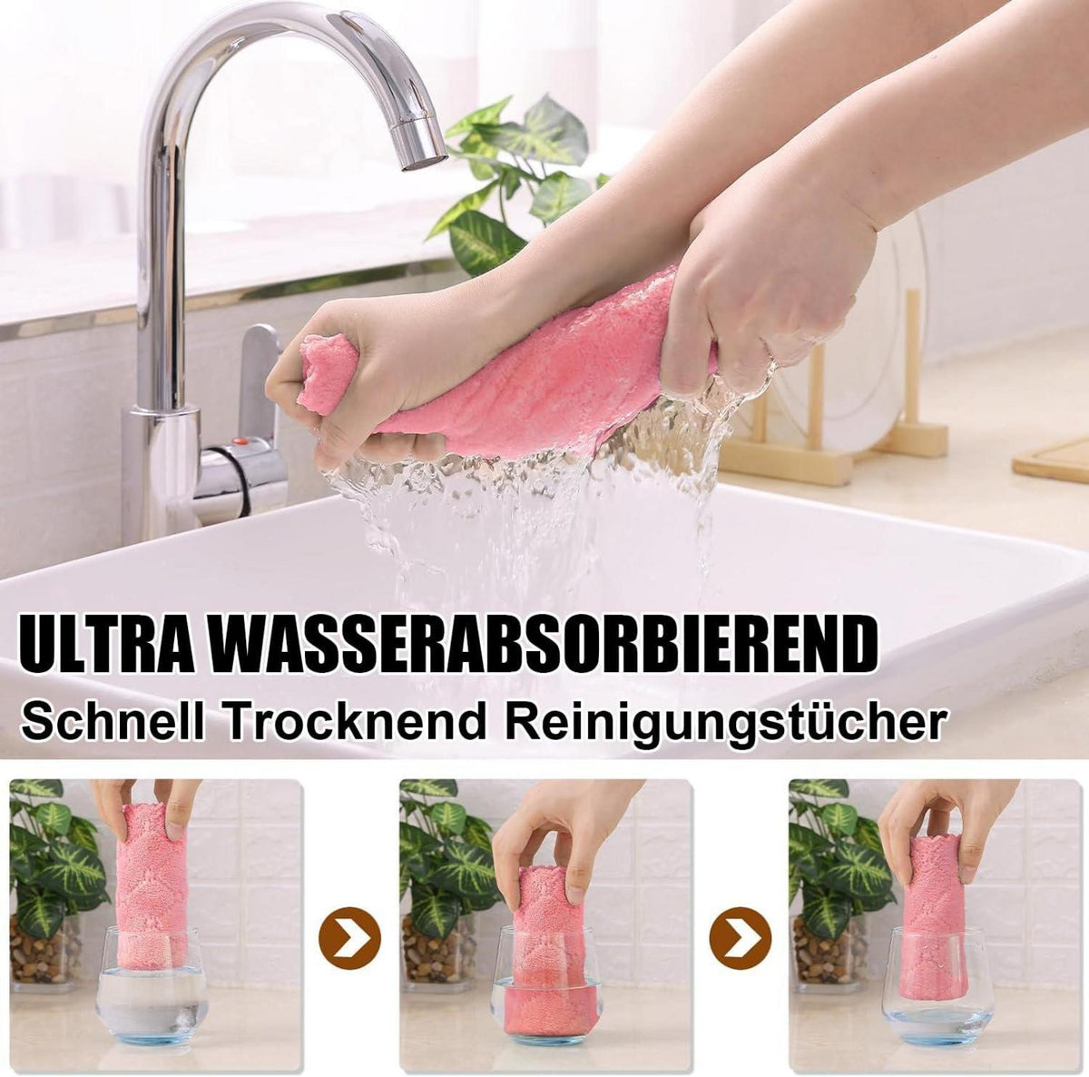 Mikrofaser Reinigungstücher 12er Pack Waschbar Fusselfrei