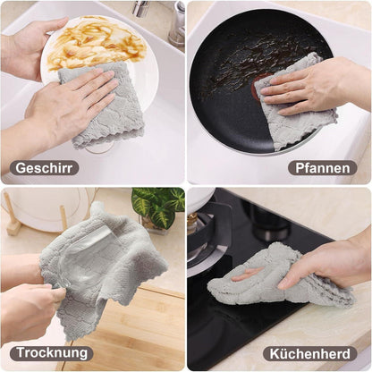 12er Pack Mikrofasertücher Waschbar Putzlappen 25x50 cm Grau fusselfrei