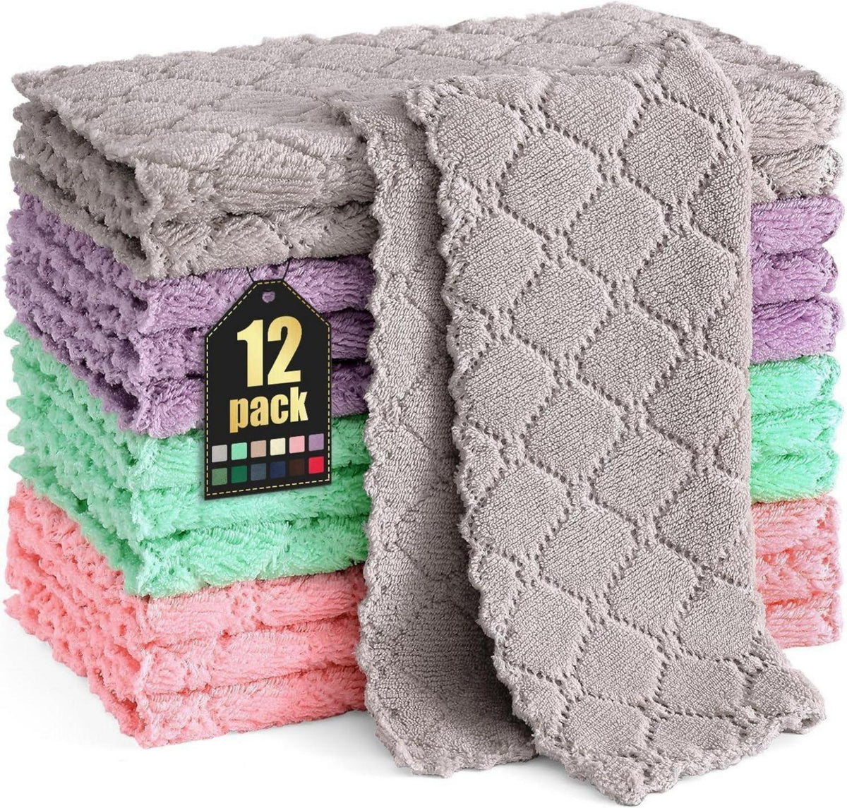 12er-Pack Mikrofasertücher 25x25 cm, wiederverwendbar, saugfähig