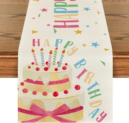Artoid Mode Happy Birthday Kuchen Tischläufer 40x140 cm Beige