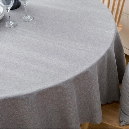 Runde Baumwoll-Leinen Tischdecke, schmutzabweisend, Ø 260 cm, Hellgrau