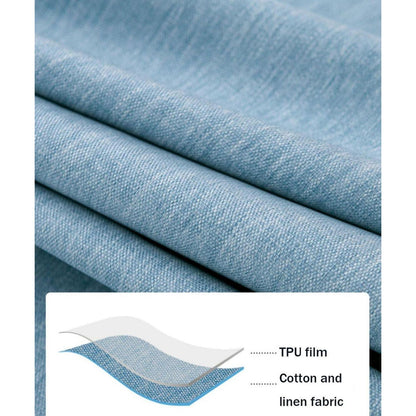 Runde Baumwoll-Leinen Tischdecke wasserabweisend 260 cm Hellblau