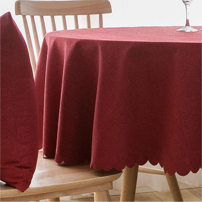 Runde Baumwoll-Leinen Tischdecke wasserabweisend – 240 cm Rot