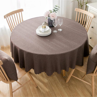 Runde Baumwoll-Leinen Tischdecke schmutzabweisend 260cm Dunkelbraun