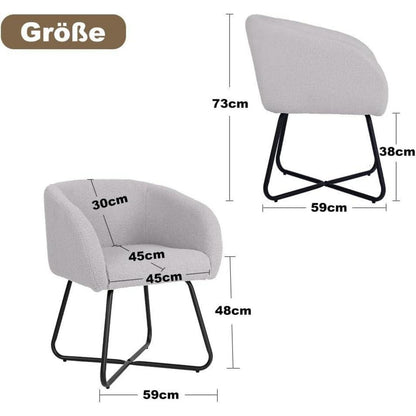 Lounge Sessel Grau Lammwolle Modern mit Metallbeinen