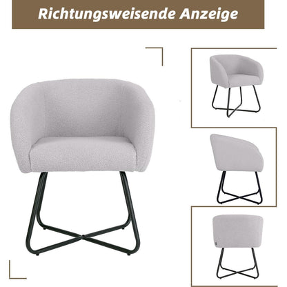 Lounge Sessel Grau Lammwolle Modern mit Metallbeinen