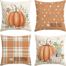 Herbst Kürbis Orange Deko Kissenbezüge 4er Set 45x45 cm
