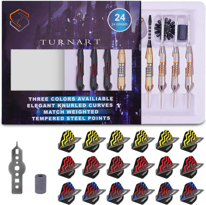 Turnart Profi Steel Dartpfeile Set 24g Metallspitze 9 Stück
