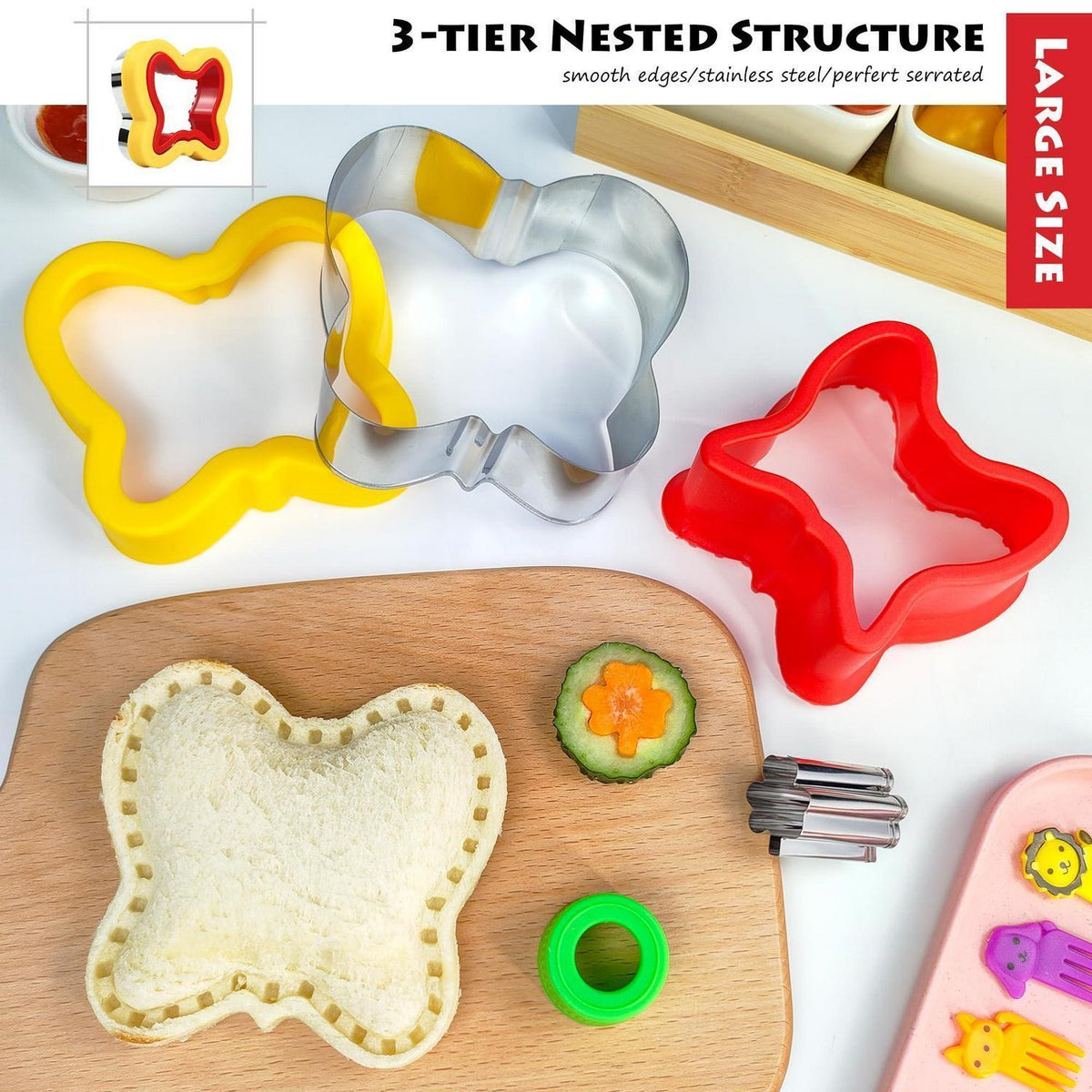 Sandwich Ausstecher Set 33tlg. Edelstahl mit Gemüseformen