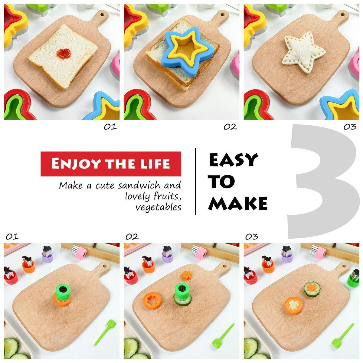 Sandwich Ausstecher Set 33tlg. Edelstahl mit Gemüseformen