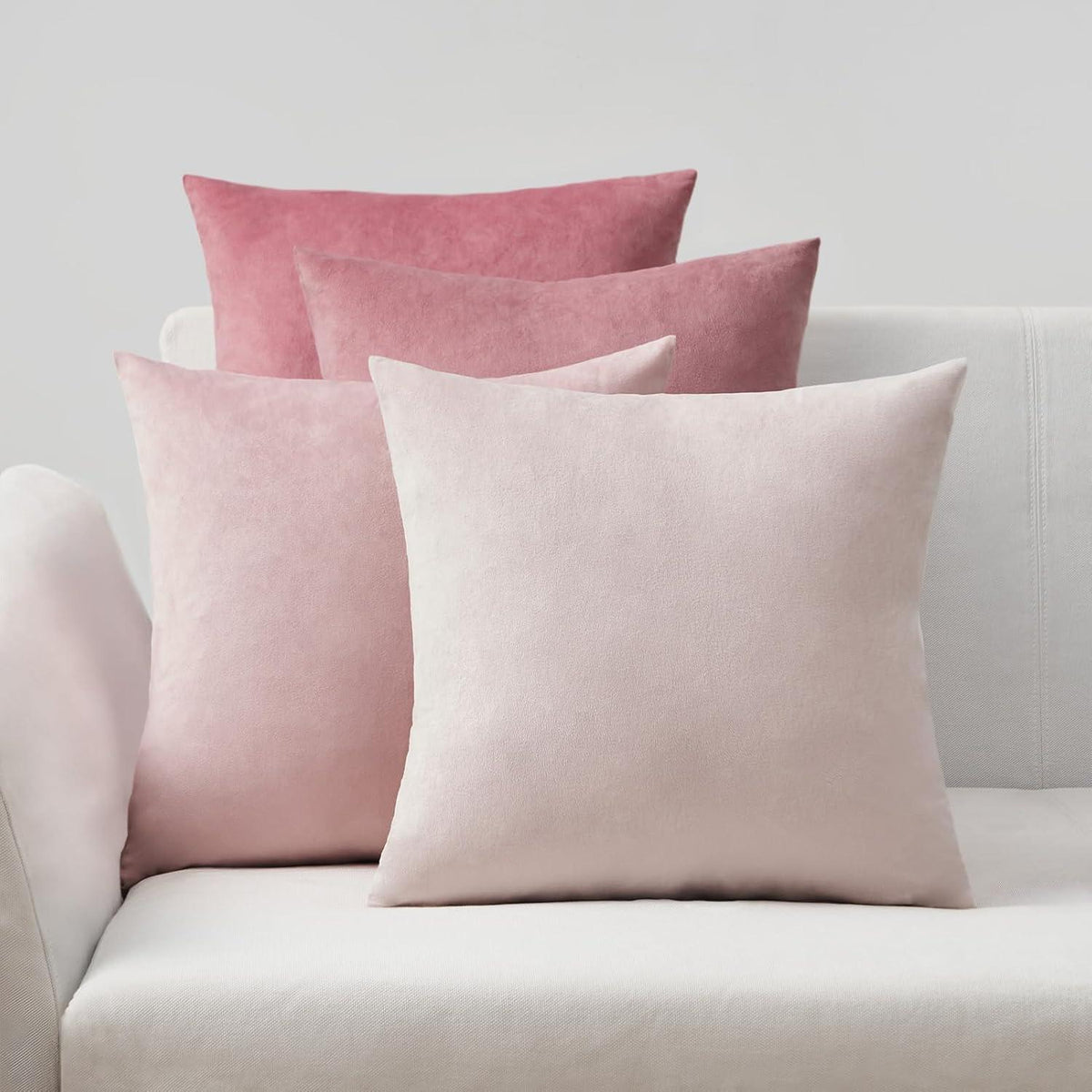 Kissenbezug Set Samt 50x50 rosa Deko Zierkissen Bezug Sofa 4er