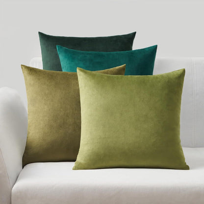 Samt Kissenbezüge 4er Set Grün Farbverlauf 45x45 cm