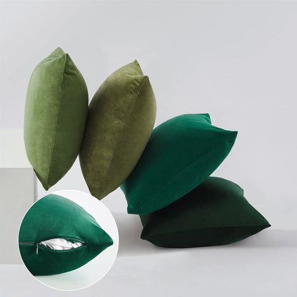 Samt Kissenbezüge 4er Set Grün Farbverlauf 45x45 cm