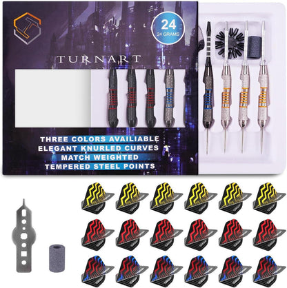 Turnart Dartpfeile Metallspitze 24g 9 Stück Steel Set mit
