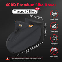 Zettum 600D Fahrradabdeckung Transport 2 Fahrrädern