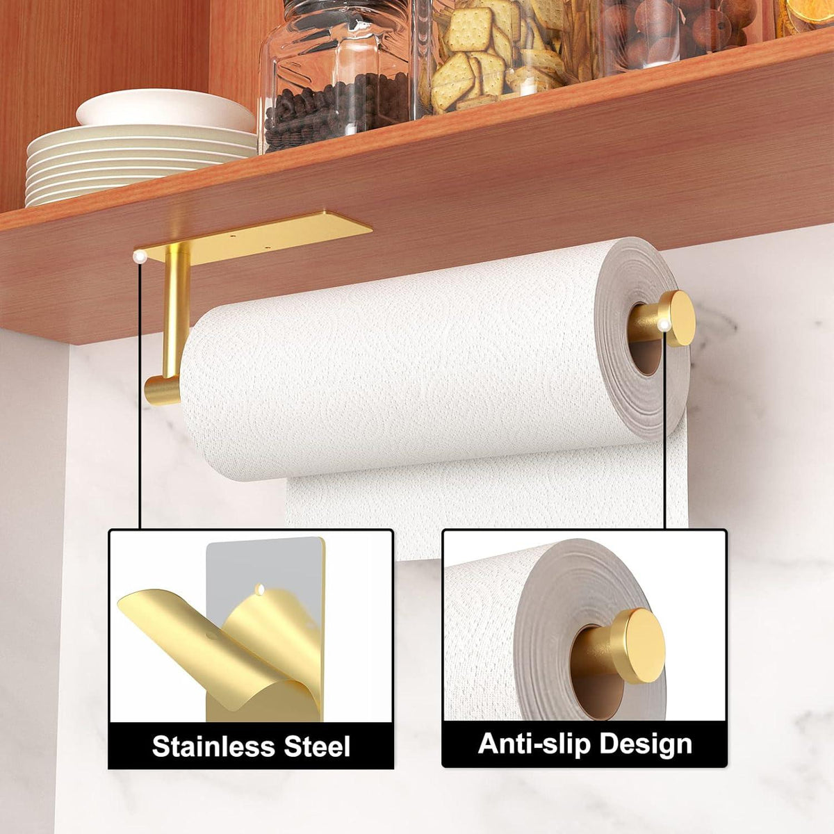 Küchenrollenhalter Gold Edelstahl Wandmontage 11,2 Zoll