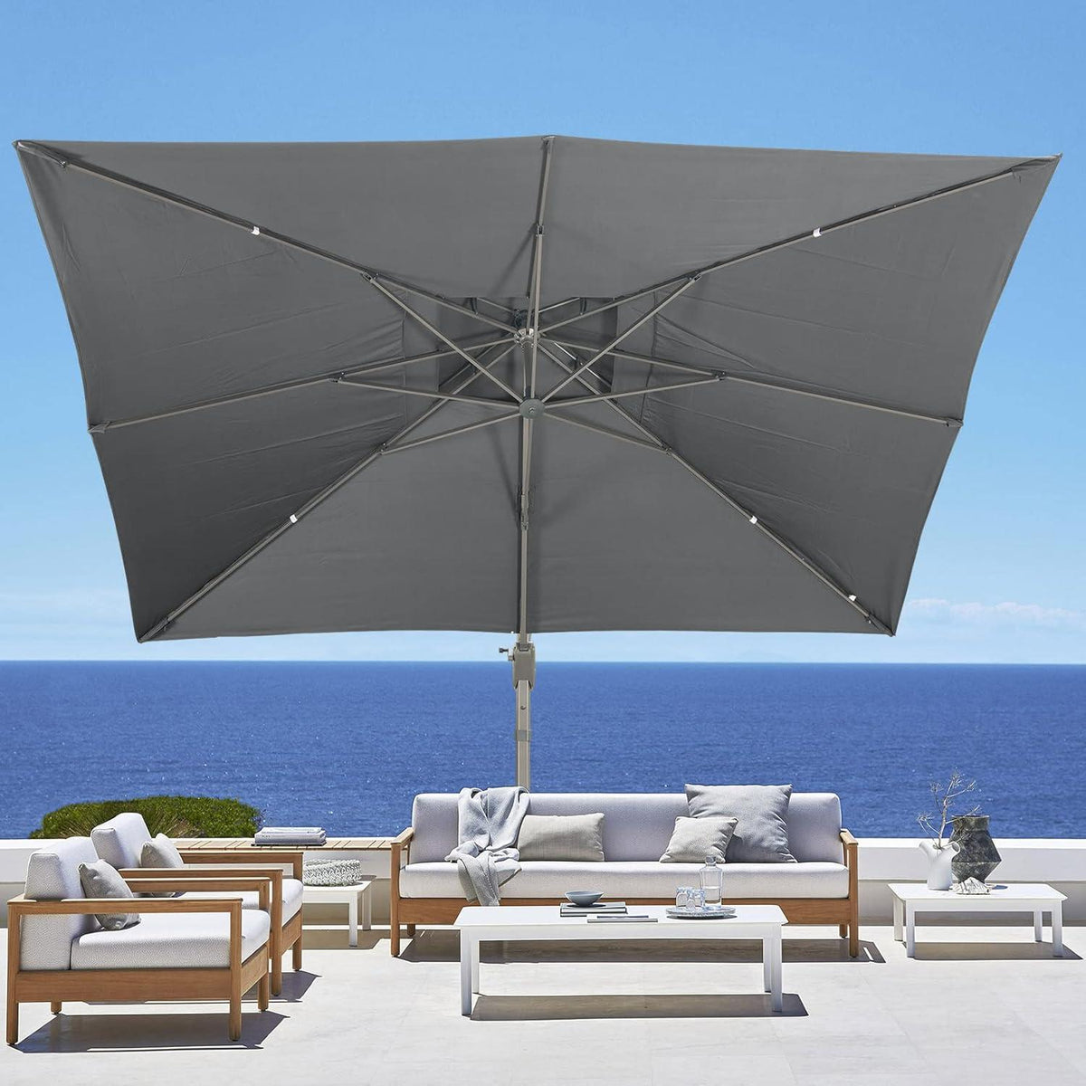 Sonnenschirm 300x400 cm Rechteckig mit Ständer und Kurbel