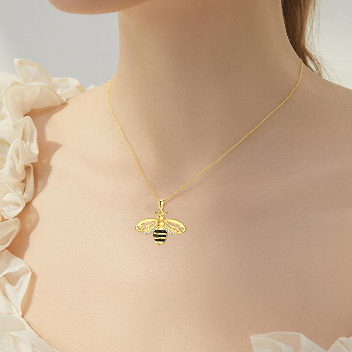 Biene Kette 925 Sterling Silber Anhänger Halskette Damen Mädchen-Urnen