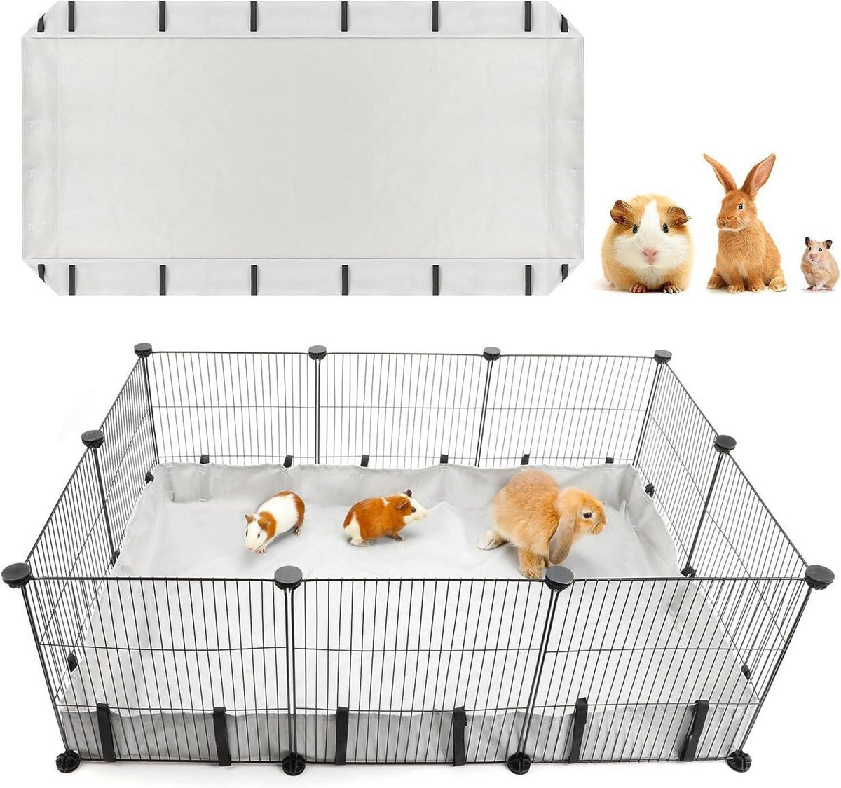 Meerschweinchen Wasserdicht Oxford-Stoff Haustierkäfig Liner Grau
