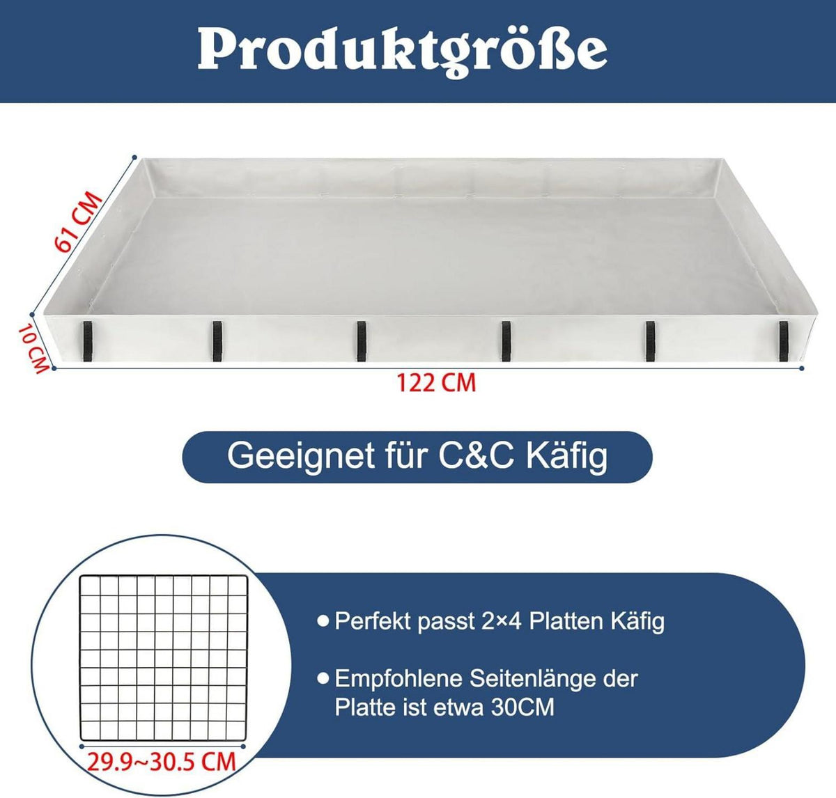 Wasserdichte Meerschweinchen Käfigmatte 122x61x10cm Grau