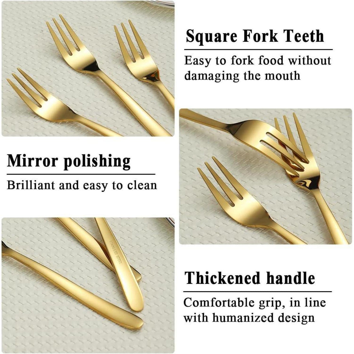 Goldene Dessertgabeln 12er Set 14cm Edelstahl spülmaschinenfest