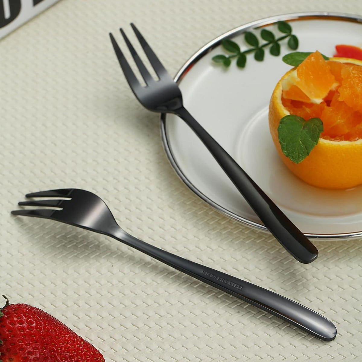 Schwarze Dessertgabeln Edelstahl 12er Set 14cm