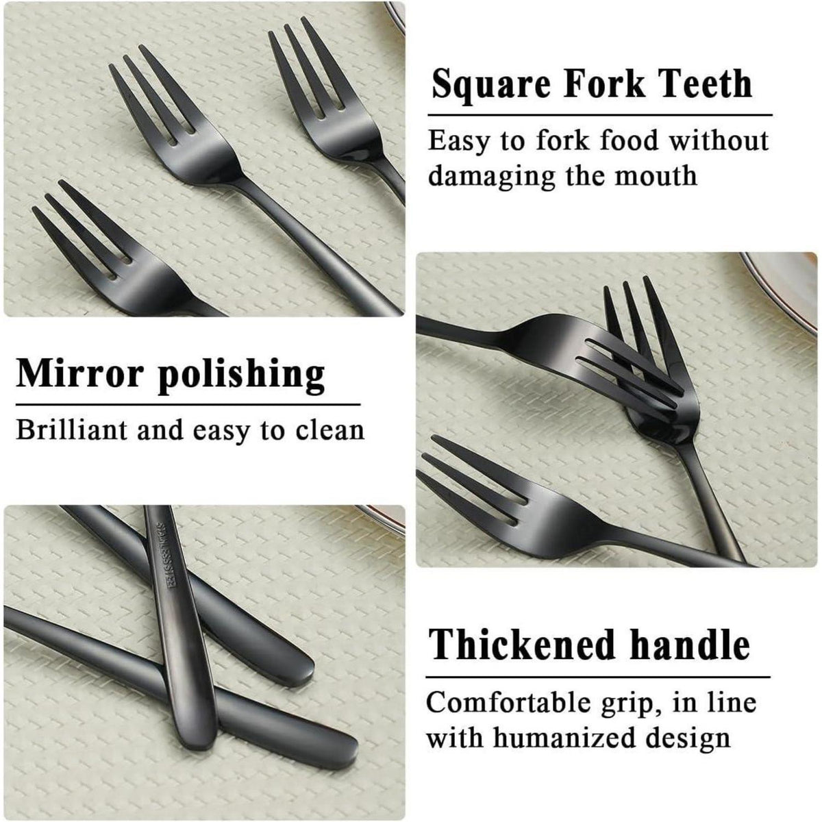 Schwarze Dessertgabeln Edelstahl 12er Set 14cm