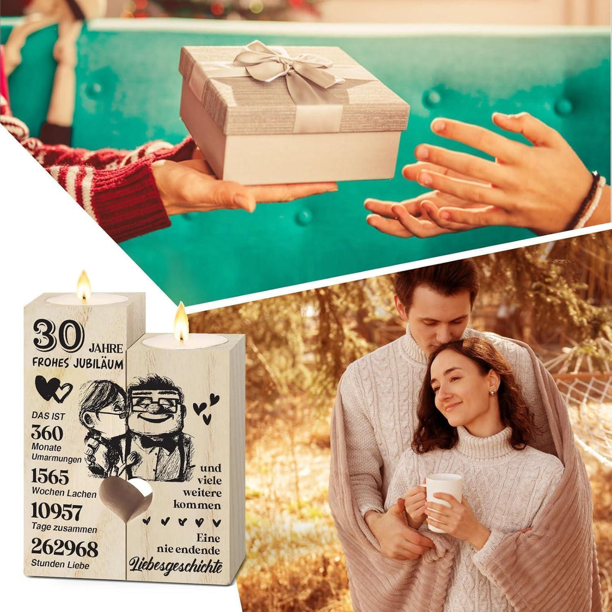 Holz Kerzenständer 30. Hochzeitstag Geschenk Perlenhochzeit