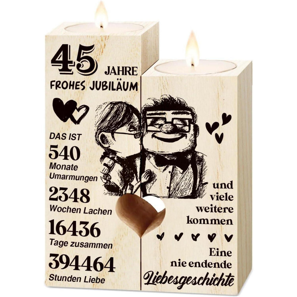 Holz Kerzenständer 45. Hochzeitstag Geschenk für Paare