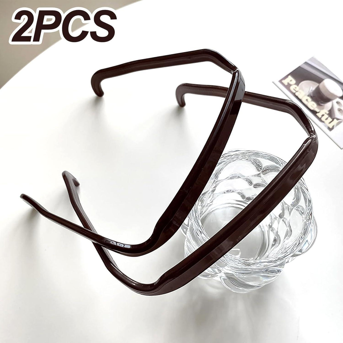 Unsichtbarer Haarreif Sonnenbrille Damen Herren Lockiges Haar, 2 Stück Brauner Eckiger Stirnband
