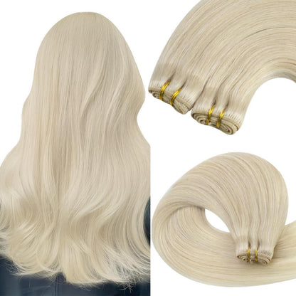 Platinblondes Echthaar-Tresse, 40cm, 100g - Natürliche Haarverlängerung