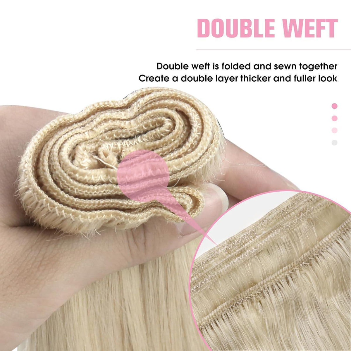 Platinblondes Echthaar-Tresse, 40cm, 100g - Natürliche Haarverlängerung